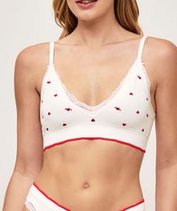 Soutien-gorge brassi&egrave;re triangle broderies c&oelig;urs;