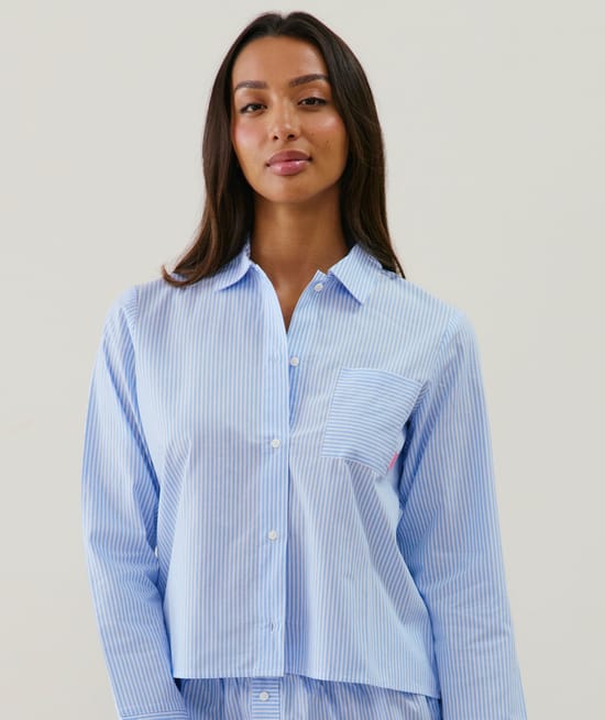 Camisa de rayas de algodón;