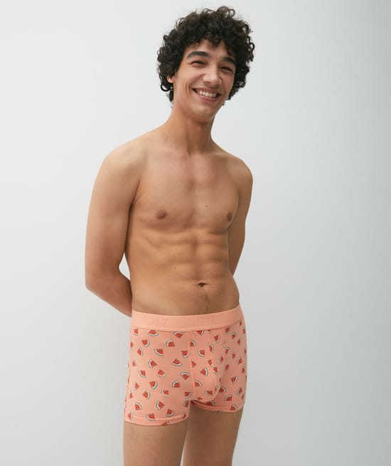 boxer en coton &agrave; motifs past&egrave;ques;