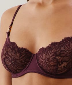 Lace balconette bra - brown;