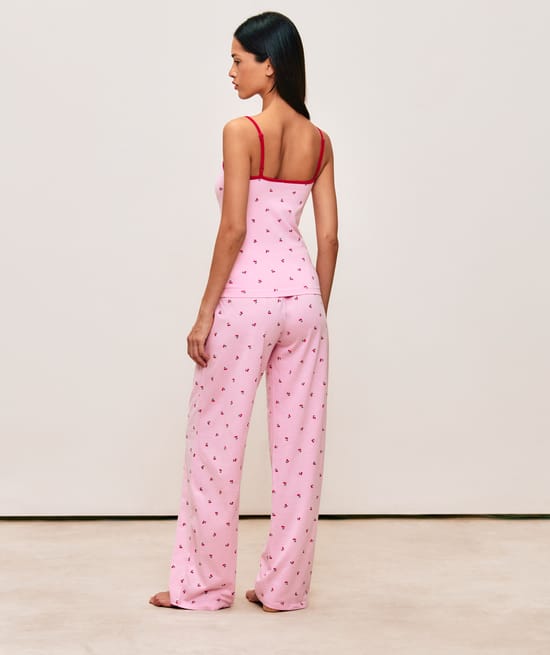 Cherry patterned jersey pants;