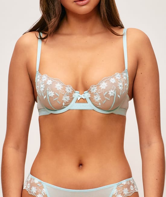 Balcony bra with floral embroidery;