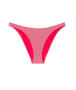 High-waisted printed gingham textured bikini bottom;
