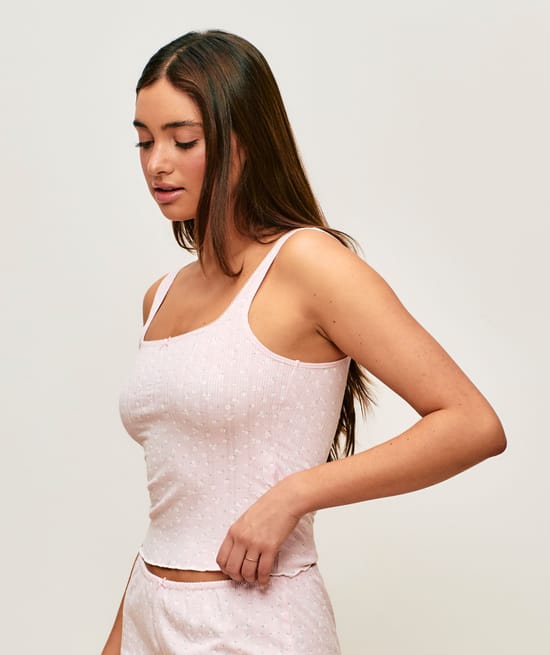 Jersey top with flower patterns;