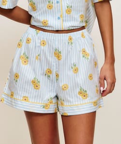 Short en coton imprim&eacute; tournesols;