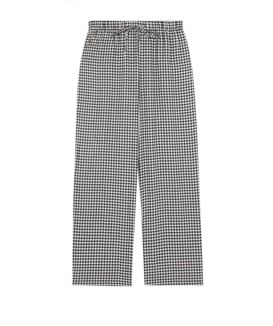 Checked flannel trousers;