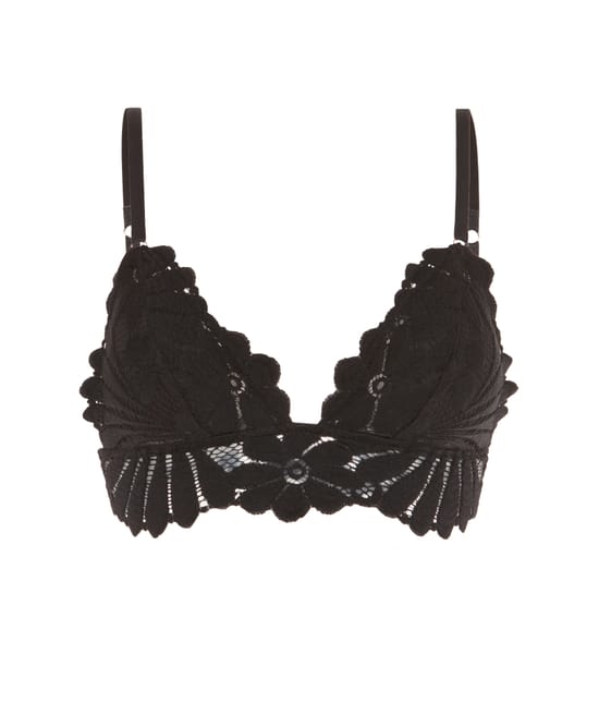 Lace triangle bra - black;