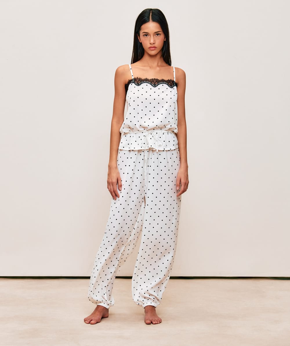 Satin polka dot tank top;