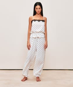 Satin polka dot tank top;