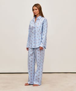 Striped poplin shirt with dachshunds;