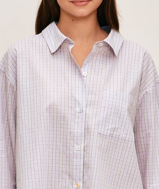 Chemise &agrave; carreaux en coton;