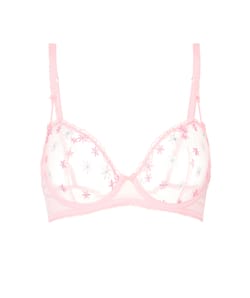 Balconette bra with embroidered floral patterns;