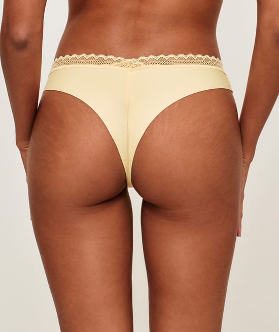 Microfiber and lace thong;