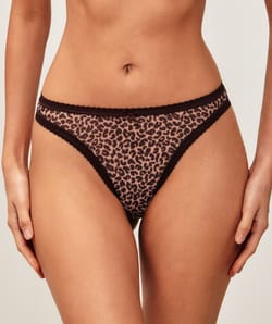Mesh leopard print thong;