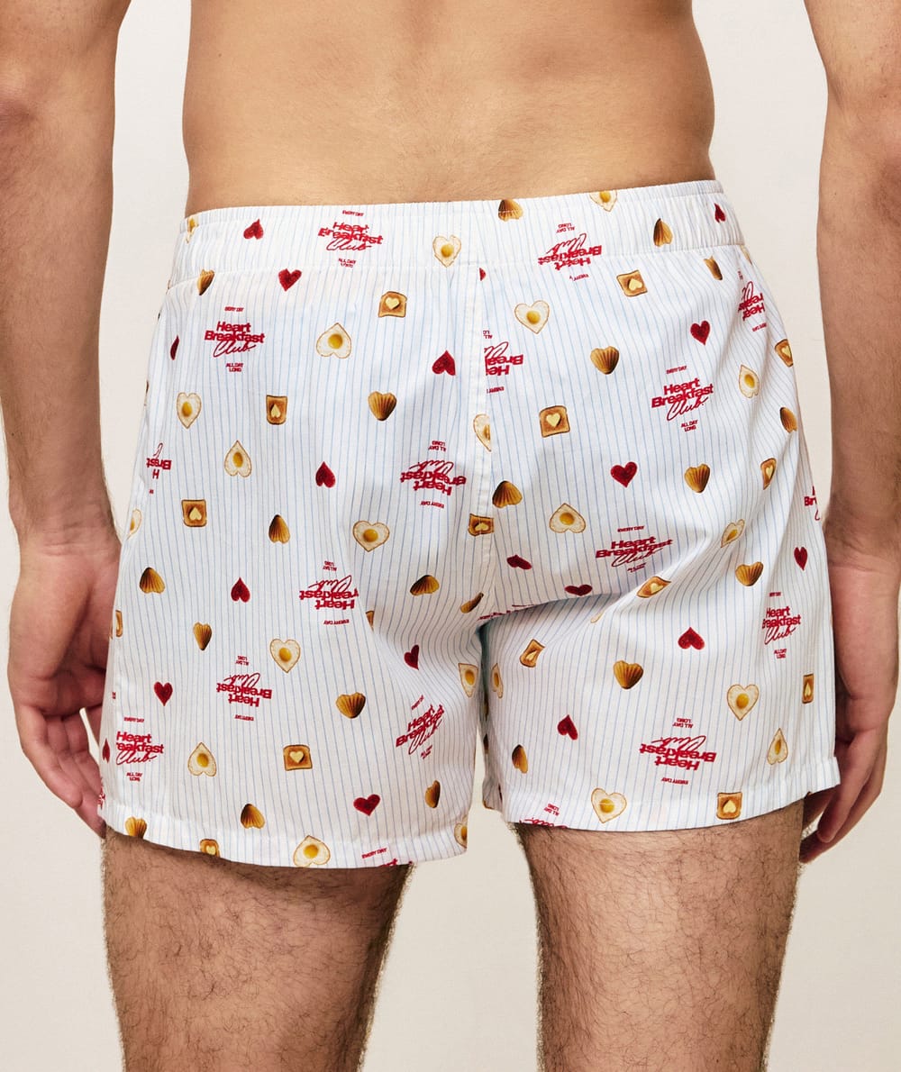 Cale&ccedil;on en coton motifs c&oelig;urs et breakfast;