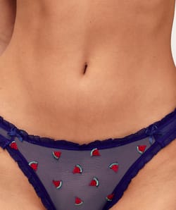Tulle thong with watermelon embroidery;