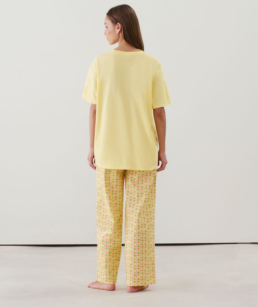 Pantalon droit à motifs;