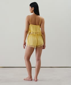 Satin and lace shorts;