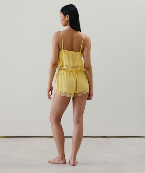 Satin and lace shorts;