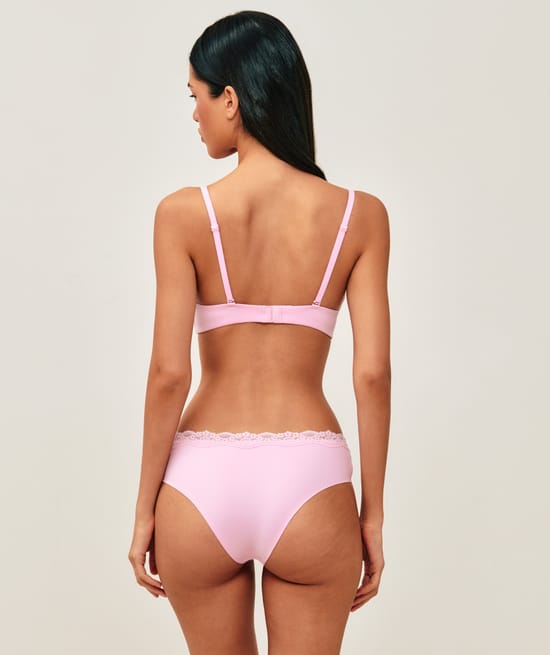 Microfiber and lace push-up triangle bra;