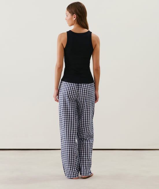 Pantalón de cuadros vichy de algodón;