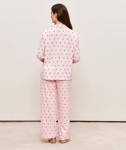 Ribbed jersey trousers with heart pattern;