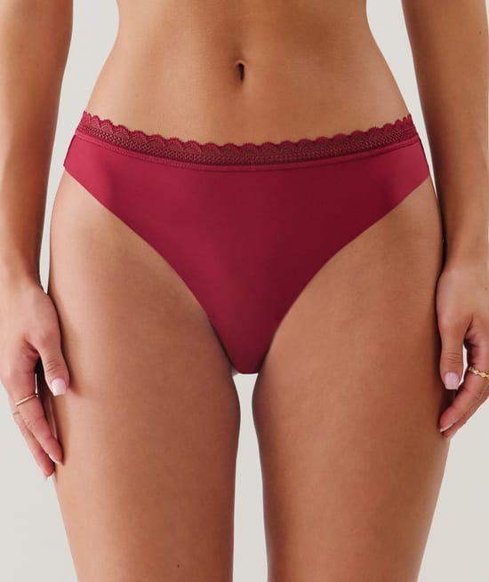 Tanga microfibra y encaje;