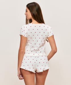 Top en jersey c&ocirc;tel&eacute; motifs c&oelig;urs;