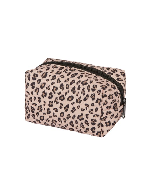 Quilted leopard pouch;