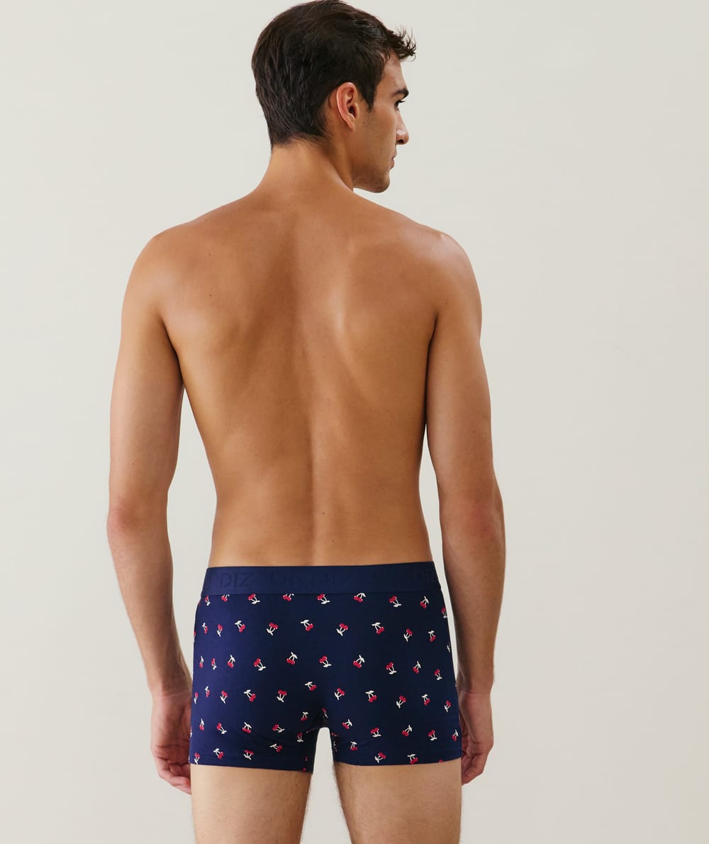 Cotton boxer shorts with cherry print;