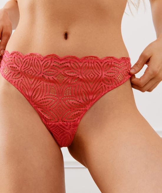 Lace tanga briefs ;