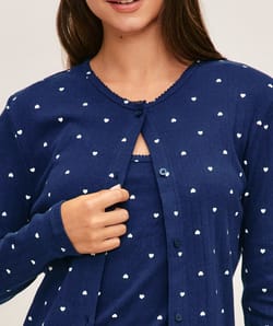 Cardigan en pointelle &agrave; imprim&eacute; coeurs;