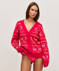 Cardigan de punto con motivos;