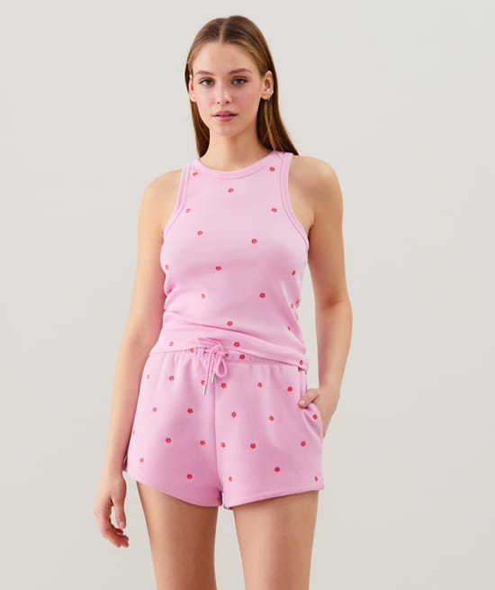 Top en jersey avec broderies;