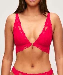 Triangle lace scarf bra with strawberry pendant;
