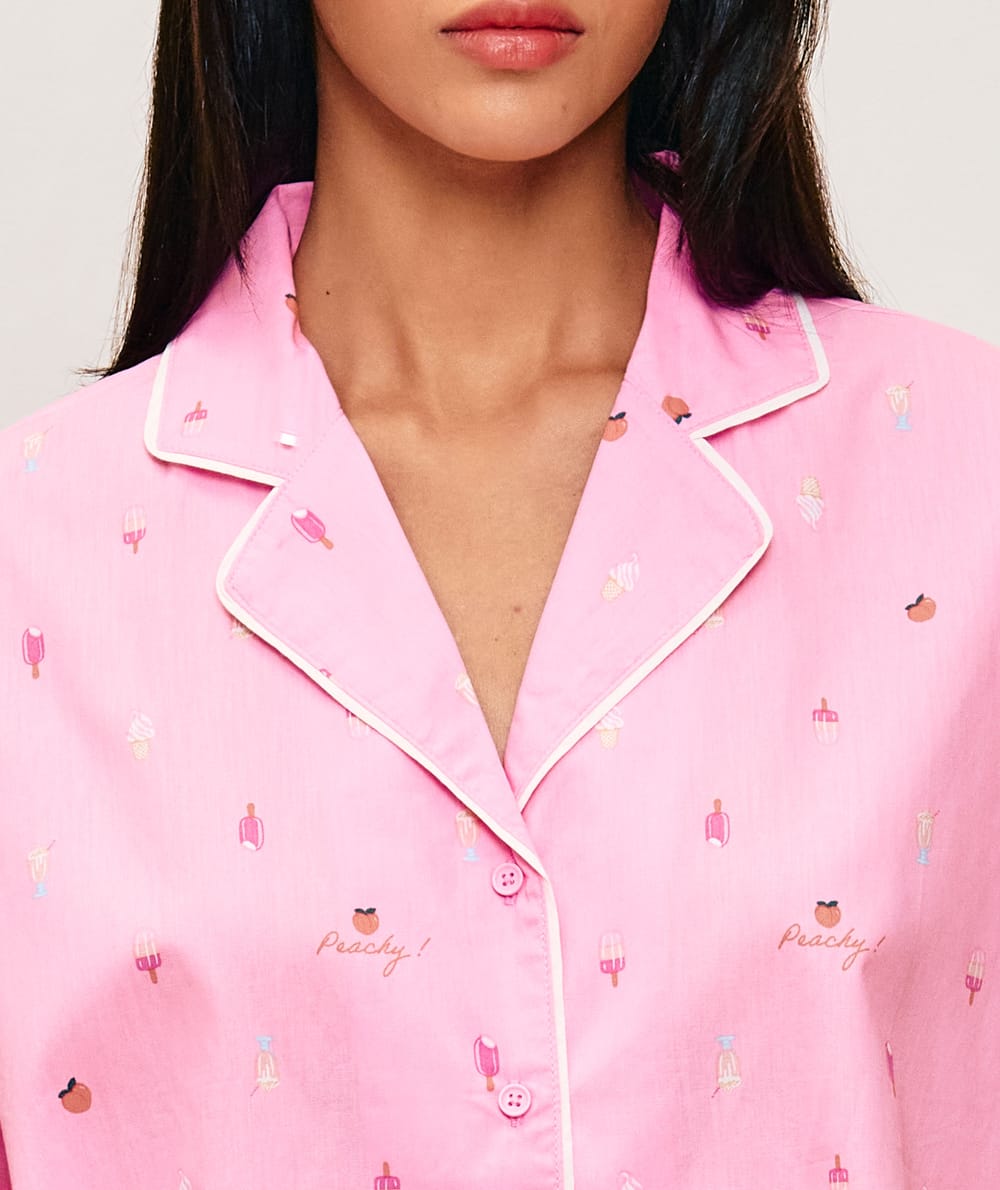 Short-sleeved shirt with ice cream print;
