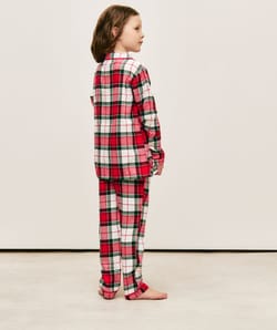 Kids' checked flannel trousers;