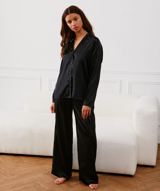 Satin pyjama shirt;