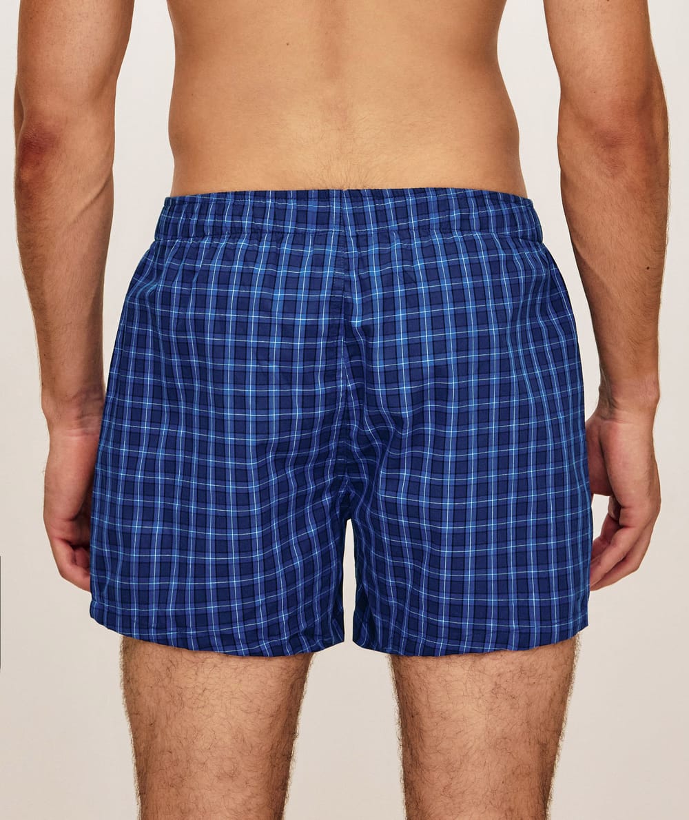 Checked cotton boxer shorts;