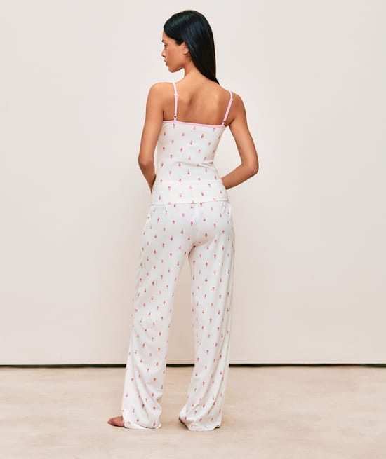 Ice cream print jersey camisole with thin straps;