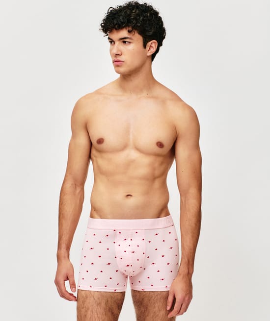 Cotton boxer with heart print;