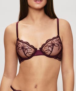Balconette bra with embroidery;