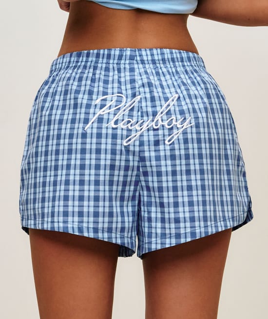 Pantalones cortos de algod&oacute;n con bordado de Playboy;