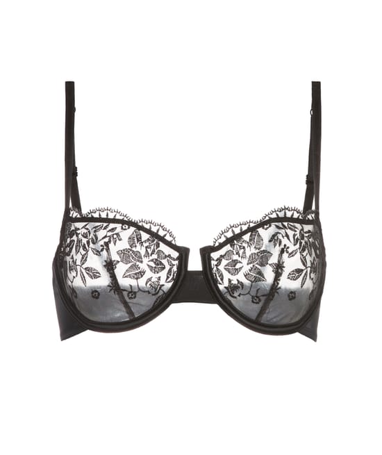 Embroidered balconette bra;