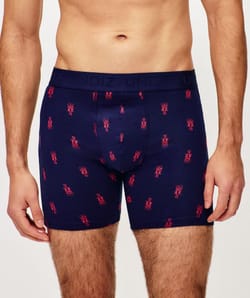 Cotton boxer shorts with lobster print;
