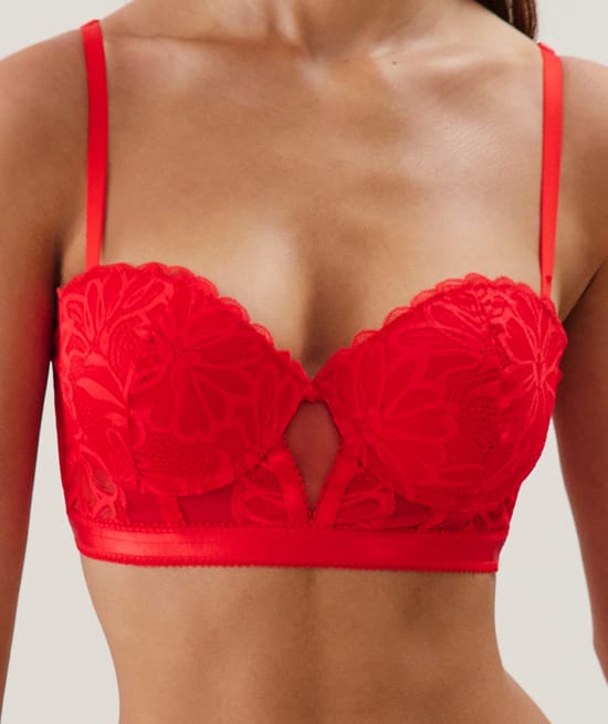 Lace push-up bustier;