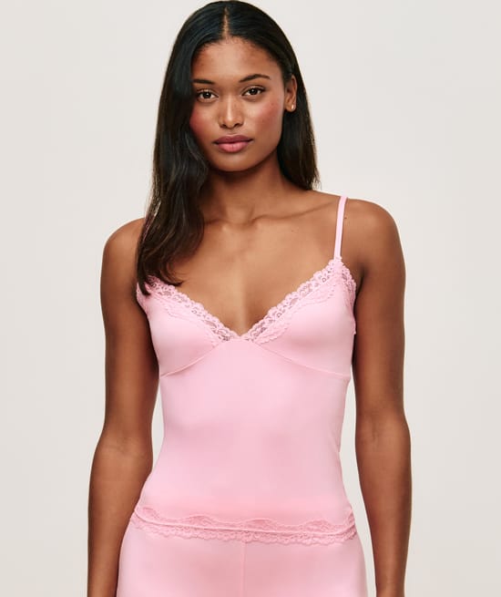 Jersey and lace camisole;