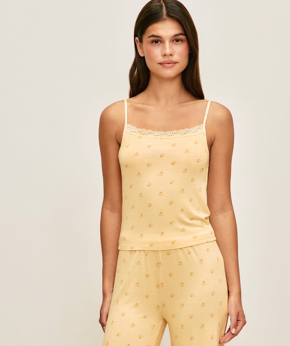 Printed duck jersey tank top;