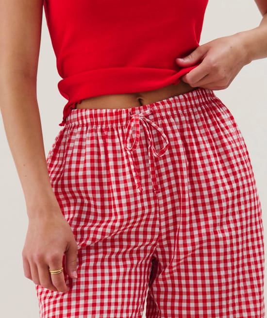 Pantalon droit vichy;