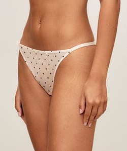 Polka dot mesh thong;